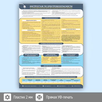 Плакат «Инструктаж по электробезопасности - на I квалификационную группу для неэлектротехнического персонала» (М-71, пластик 2 мм, А2, 1 лист)